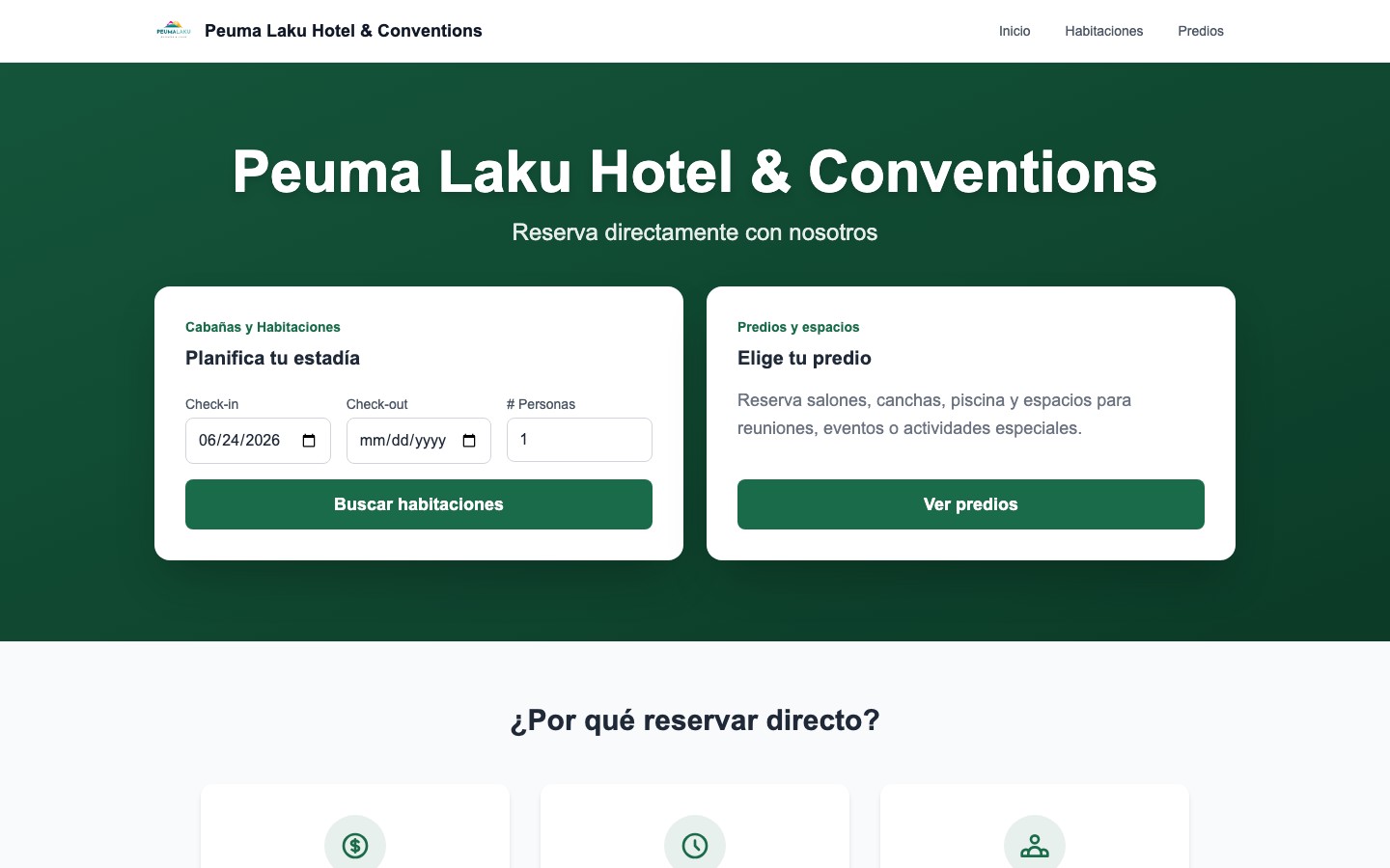 Web de reservas para huéspedes